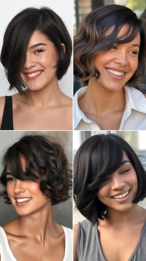 Asymmetrical Bob with Side-Swept Bangs