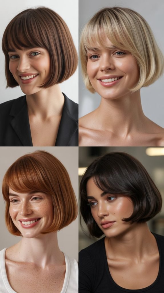 Textured Bob With Micro Curtain Bangs