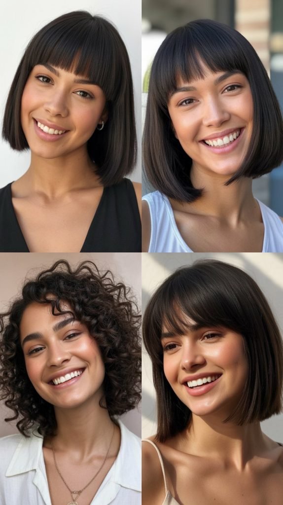  Blunt Lob With Center-Parted Bangs