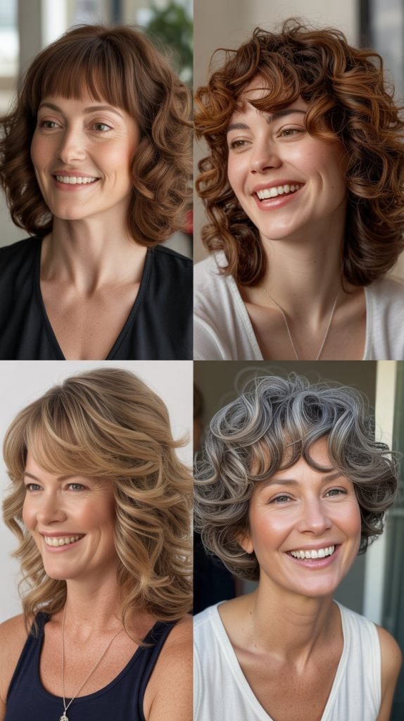  Curtain Bangs with Voluminous Curls