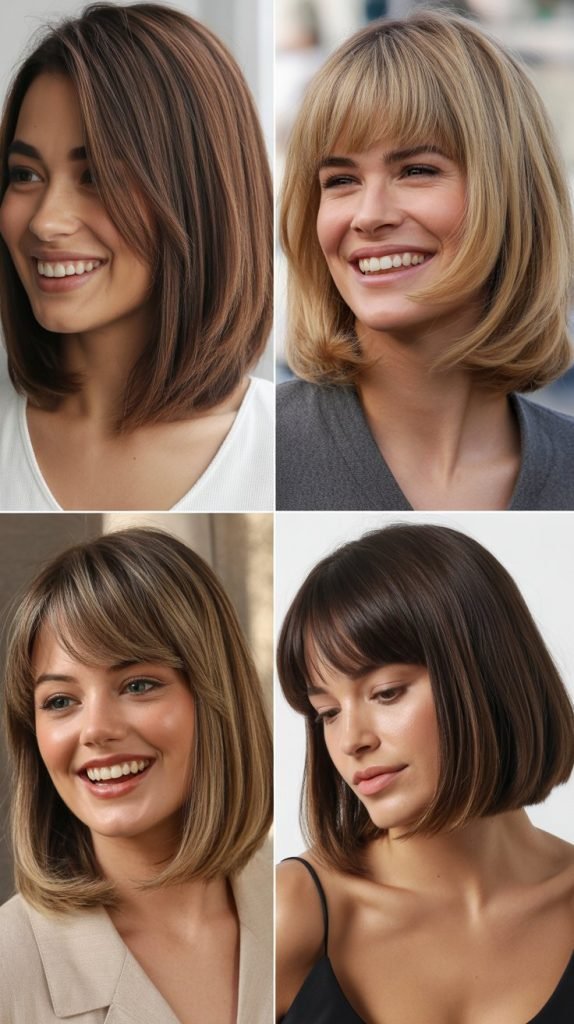  A-Line Long Bob with Side Bangs