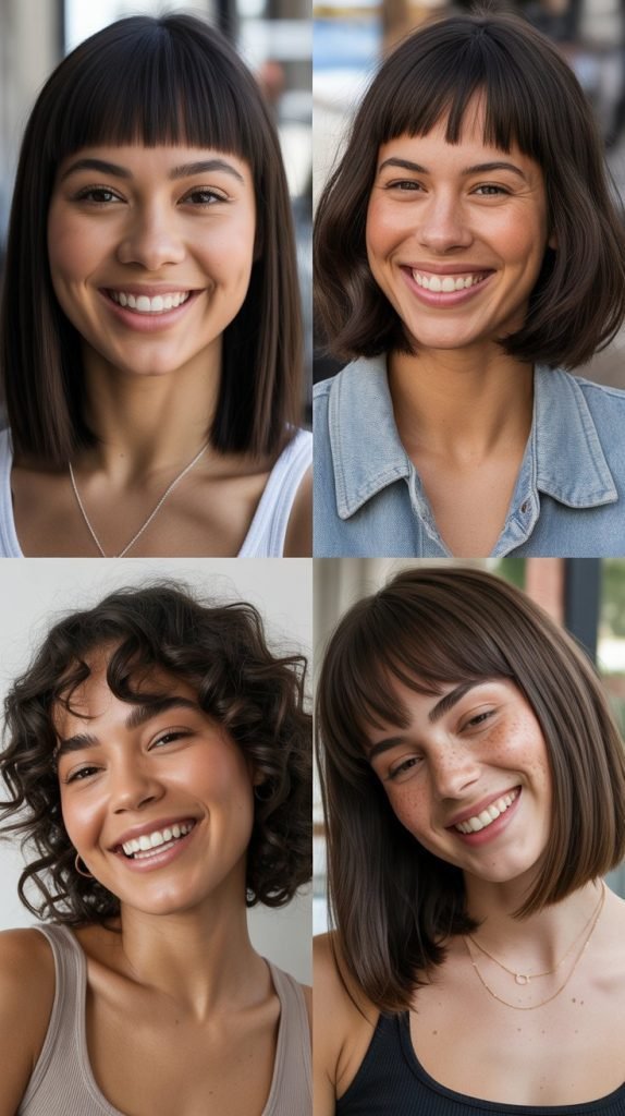 Blunt Long Bob with Blunt Side Bangs