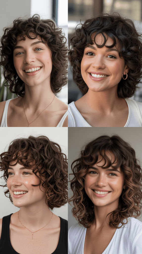 Curly Bob With Wispy Side Bangs