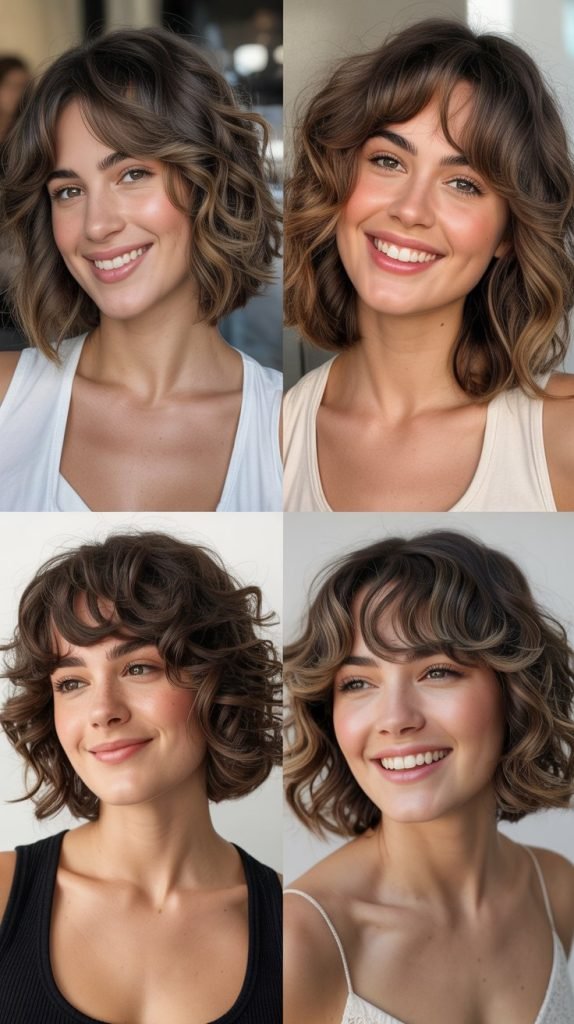 Wavy Long Bob With Feathered Bangs