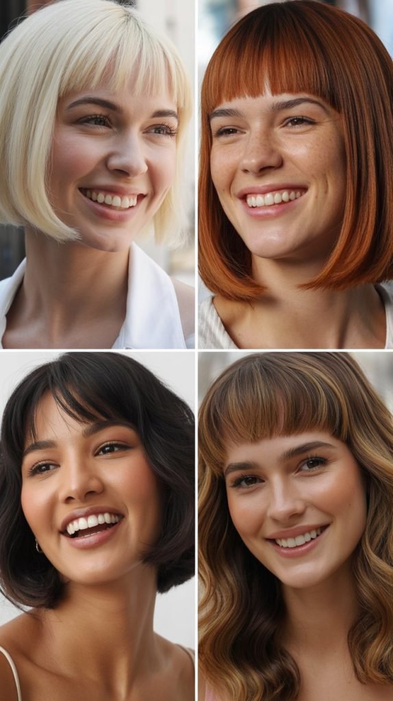 One-Length Cut with Arched Bangs