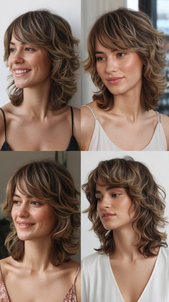 Tousled Waves with Diagonal Side Bangs