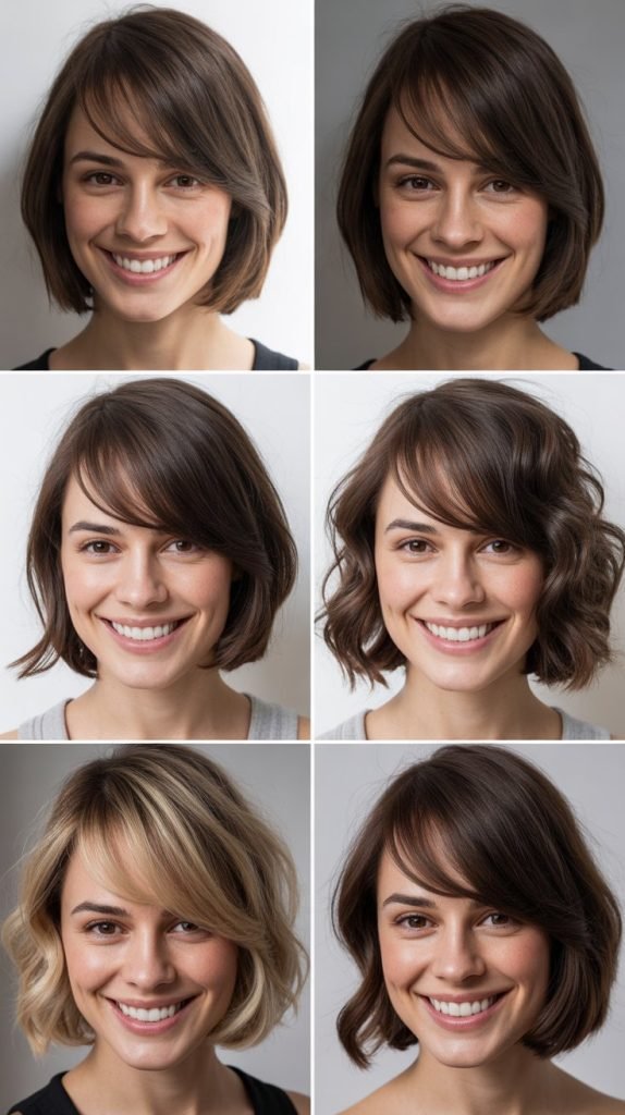  Asymmetrical Lob with Diagonal Bangs