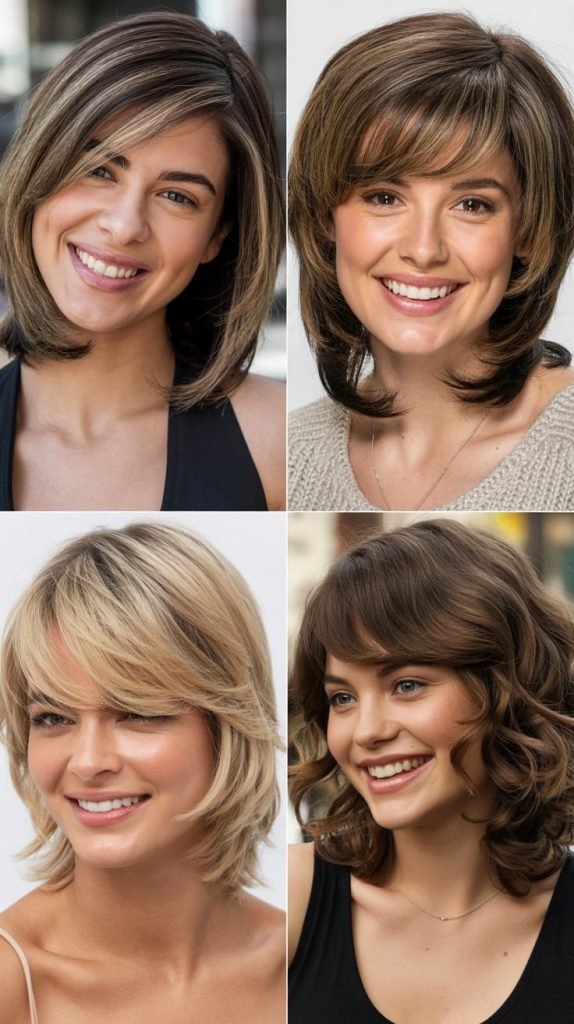  Swoopy Bangs With Curved Layers