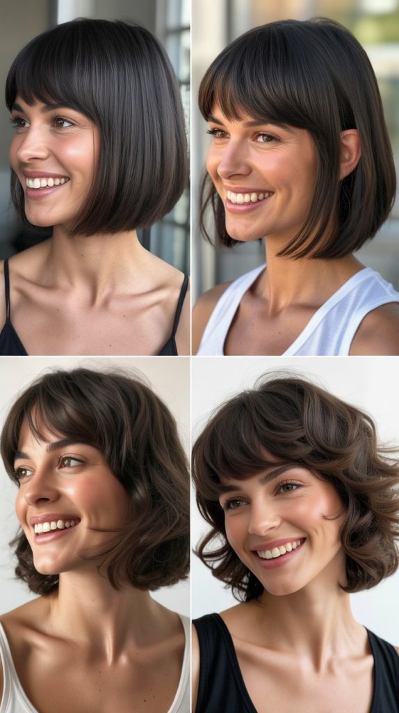 Stacked Chin-Length Bob with Feathered Bangs
