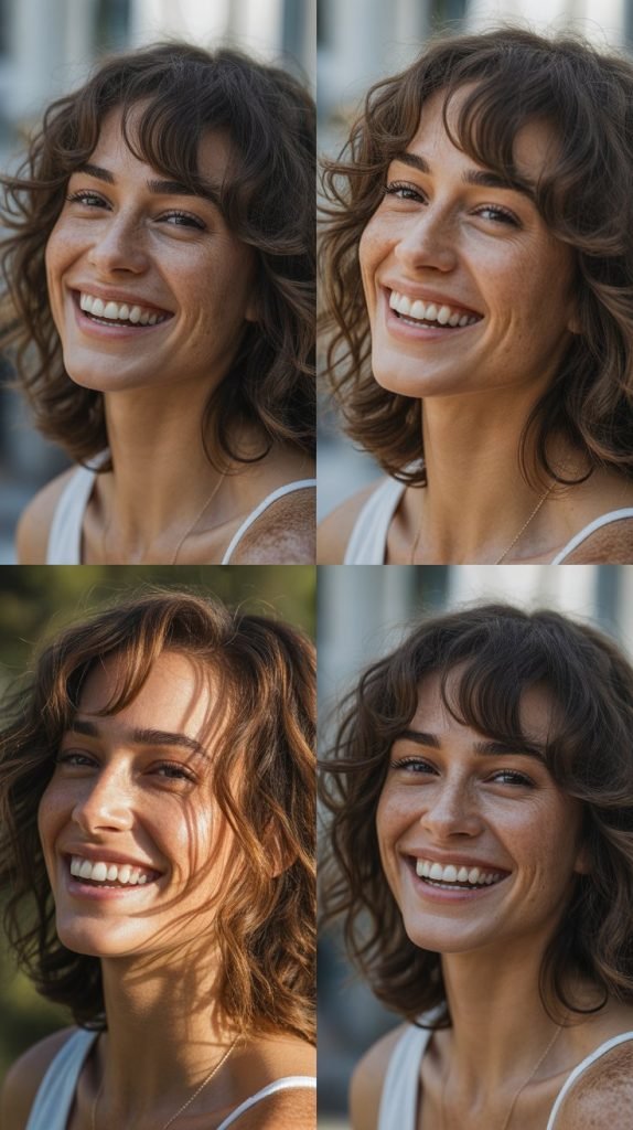 Natural Texture with Side-Parted Bangs