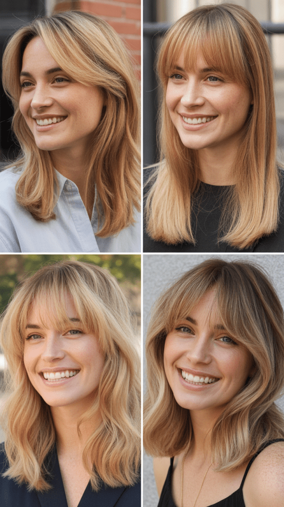 Medium Blonde Hair with Graduated Bangs