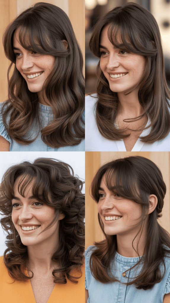  Subtle Face-Framing Layers With Long Curtain Bangs