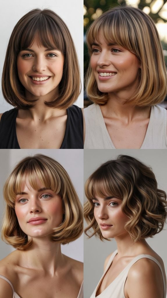  Bouncy Long Bob With Rounded Bangs
