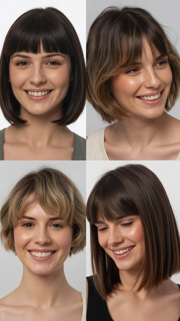  Blunt Center-Parted Bangs with Bob