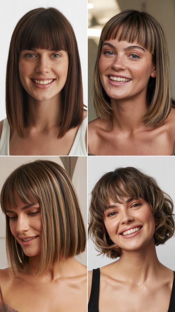 Inverted Long Bob With Blunt Bangs