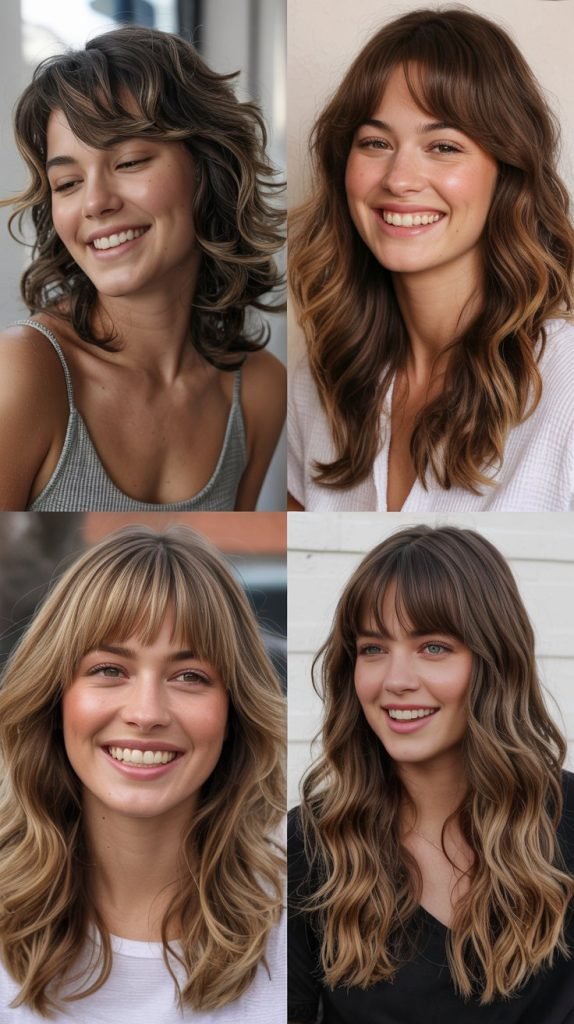 Beachy Waves with Long Bangs