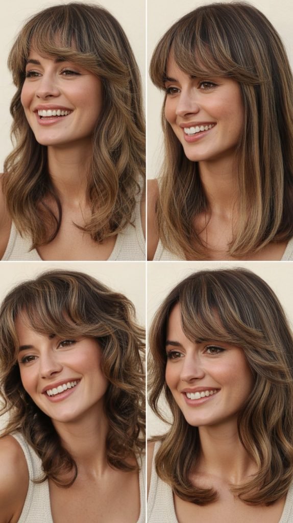Medium Hair With Wispy Bangs And Lowlights