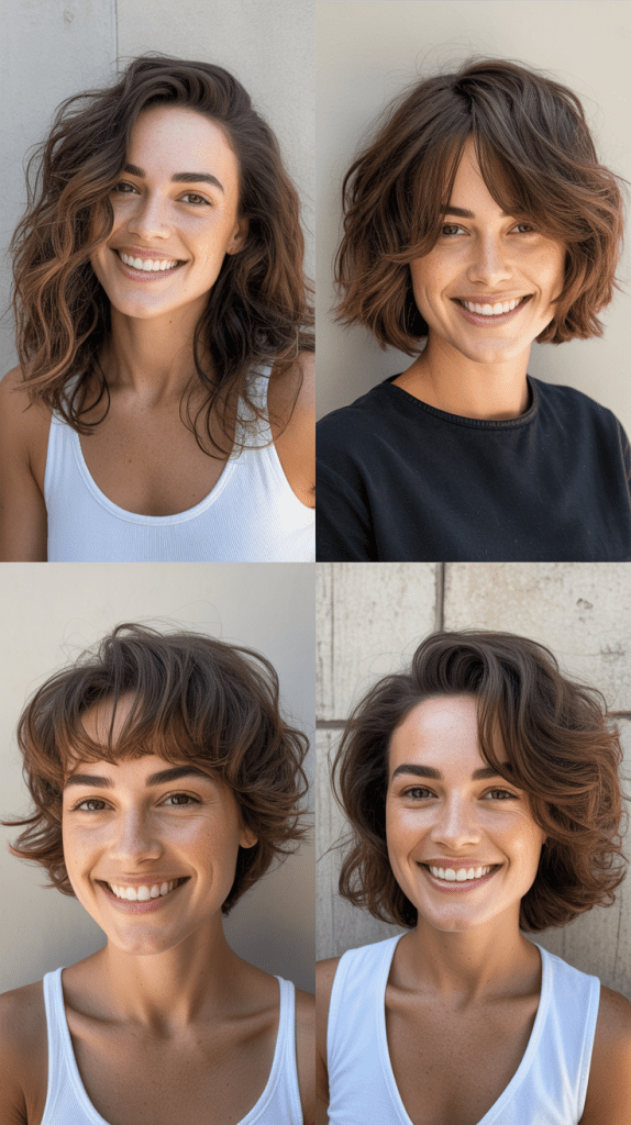 Beach Wave Shaggy Lob With Textured Bangs