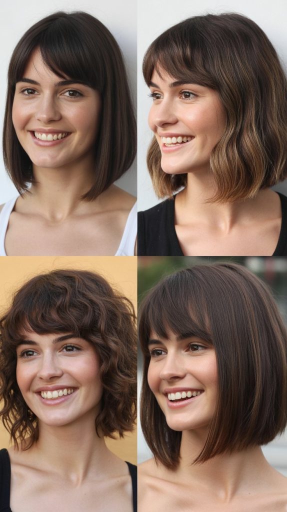 Chin-Length Graduated Bob with Tapered Bangs