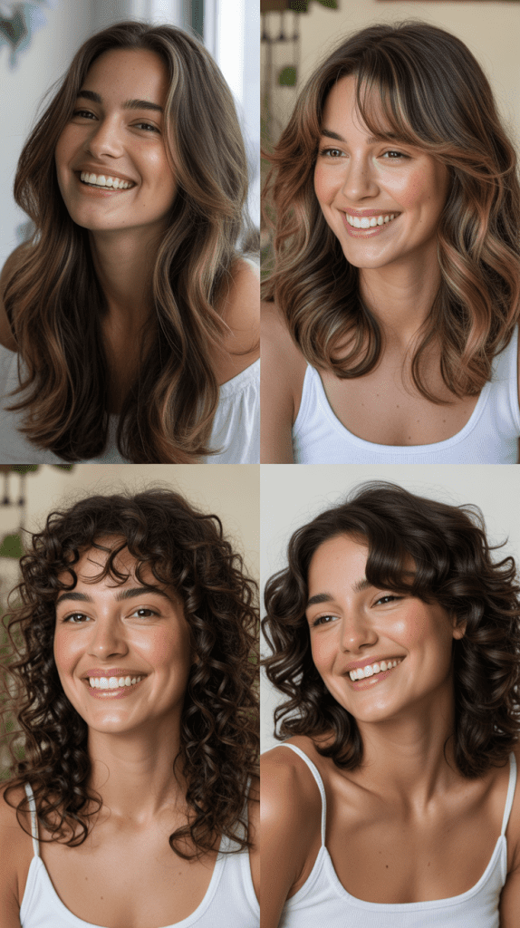 Long Cascading Layers With Wispy Curtain Bangs