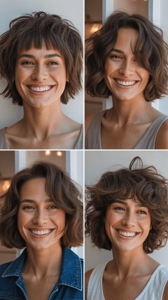 Shaggy Lob With Blunt Micro Bangs