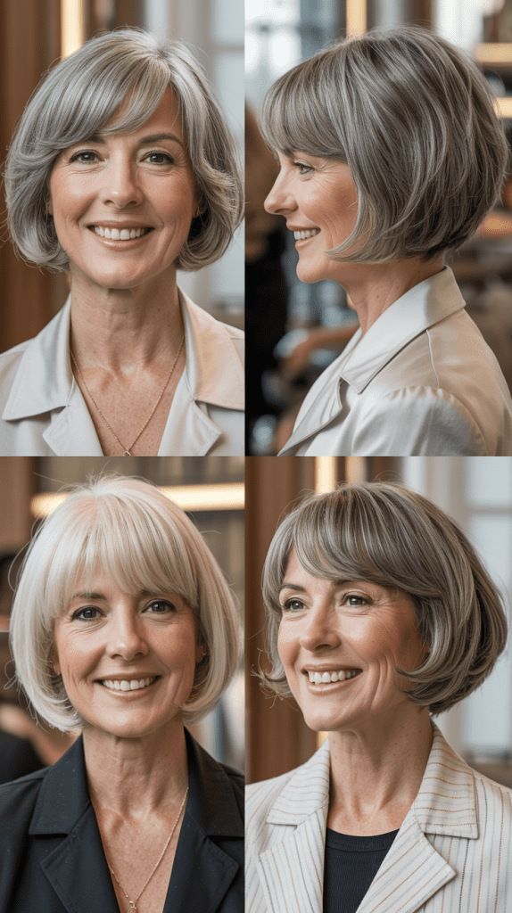 . Rounded Bob with Curved Bangs