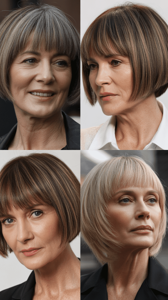 Blunt Layered Bob with Razored Bangs