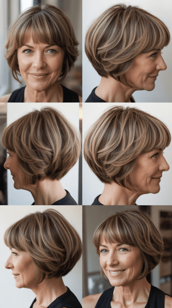 Stacked Layered Bob with Blunt Bangs