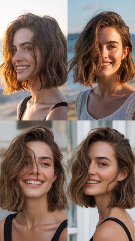 Tousled Long Bob with Beach Waves