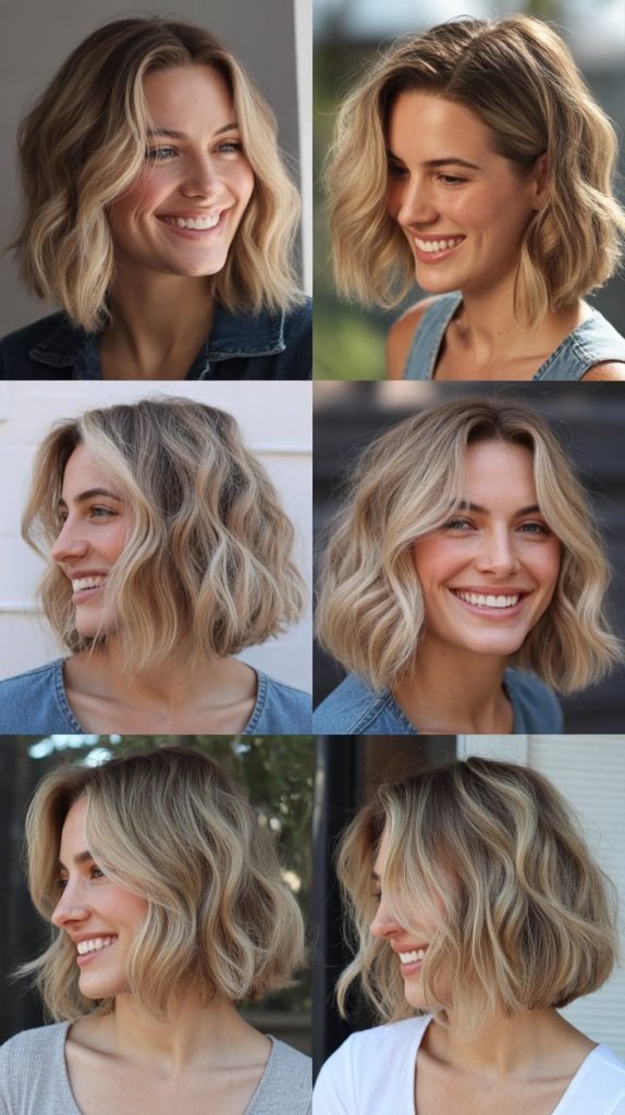 Lived-In Blonde Lob with Undone Waves