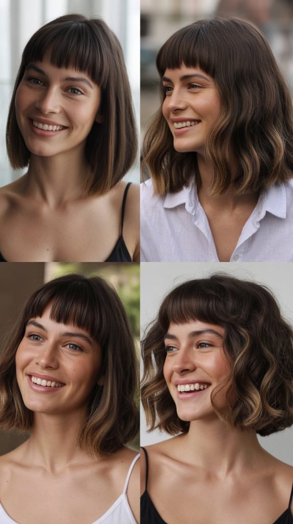 Blunt Lob with Curtain Bangs