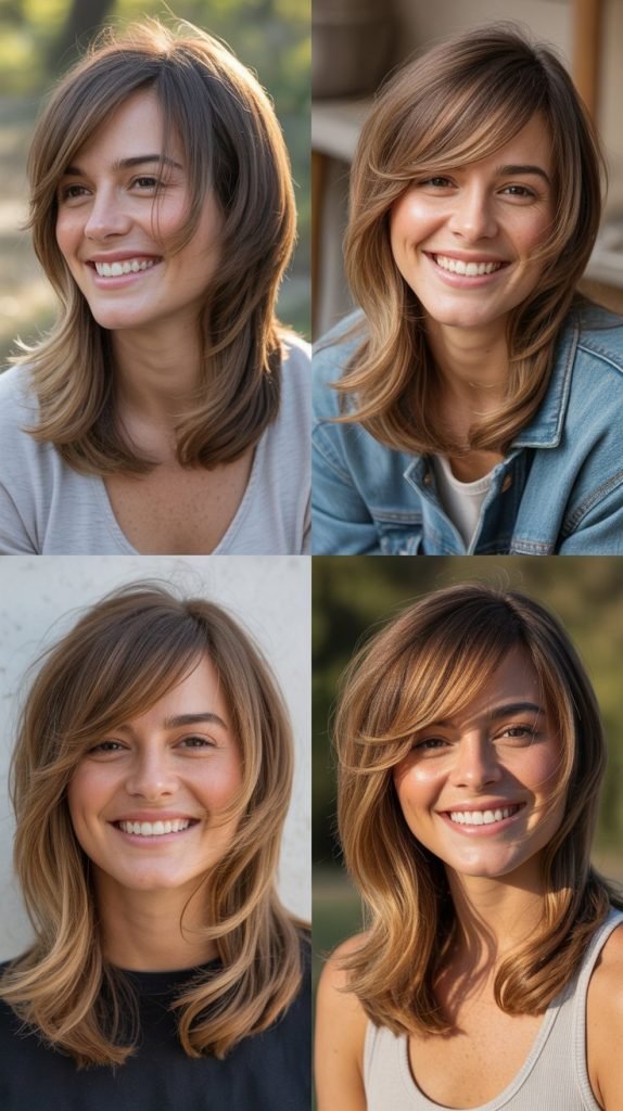 Rounded Layers with Swooping Side Bangs