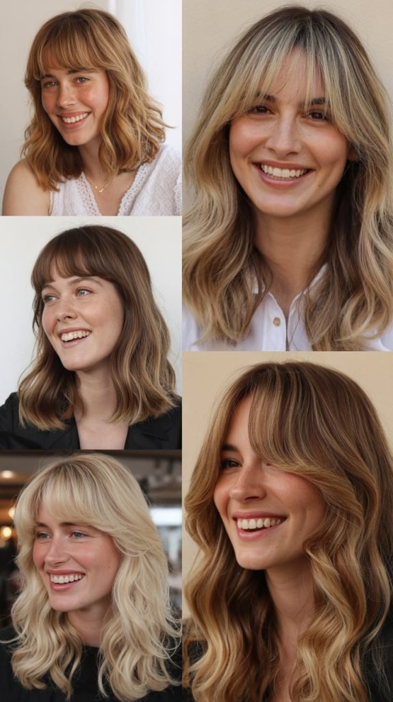 Curtain Bangs with Beachy Waves