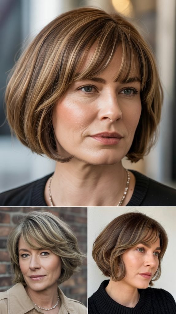 . A-Line Bob with Swoopy Bangs