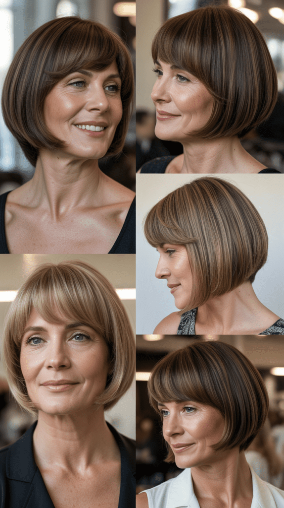 Sleek Layered Bob with Curved Bangs