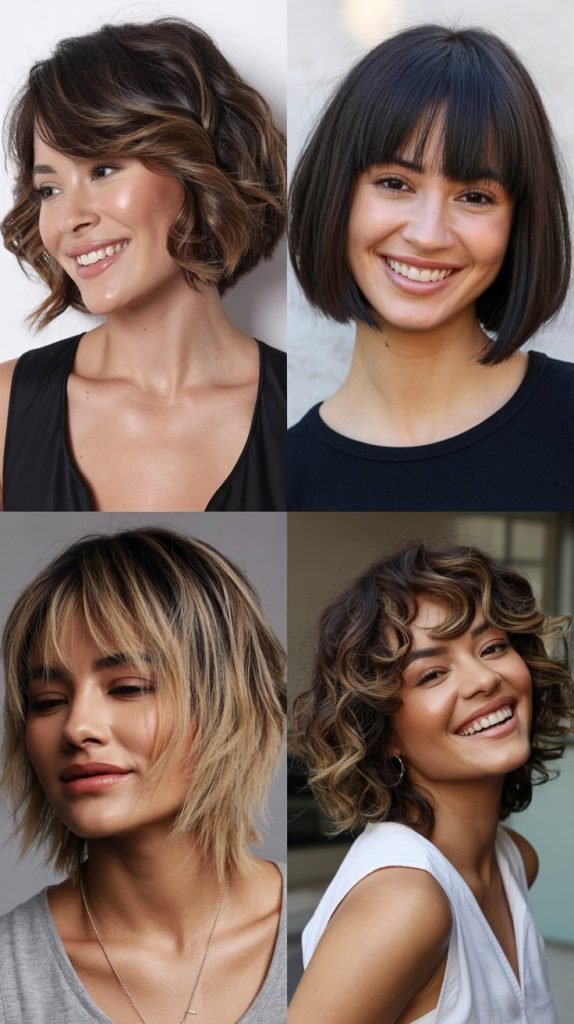   Messy Textured Bob With Long Choppy Bangs