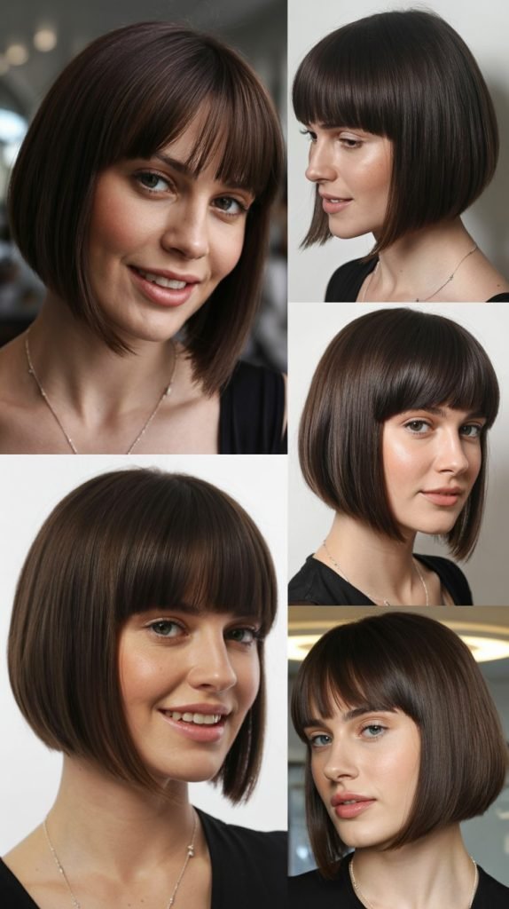  Sleek Center-Part Bob With Long Straight Bangs