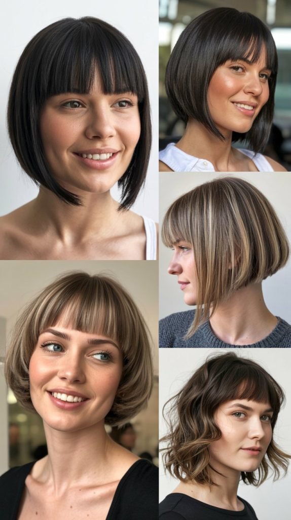 . Graduated Stacked Bob With Long Angular Bangs