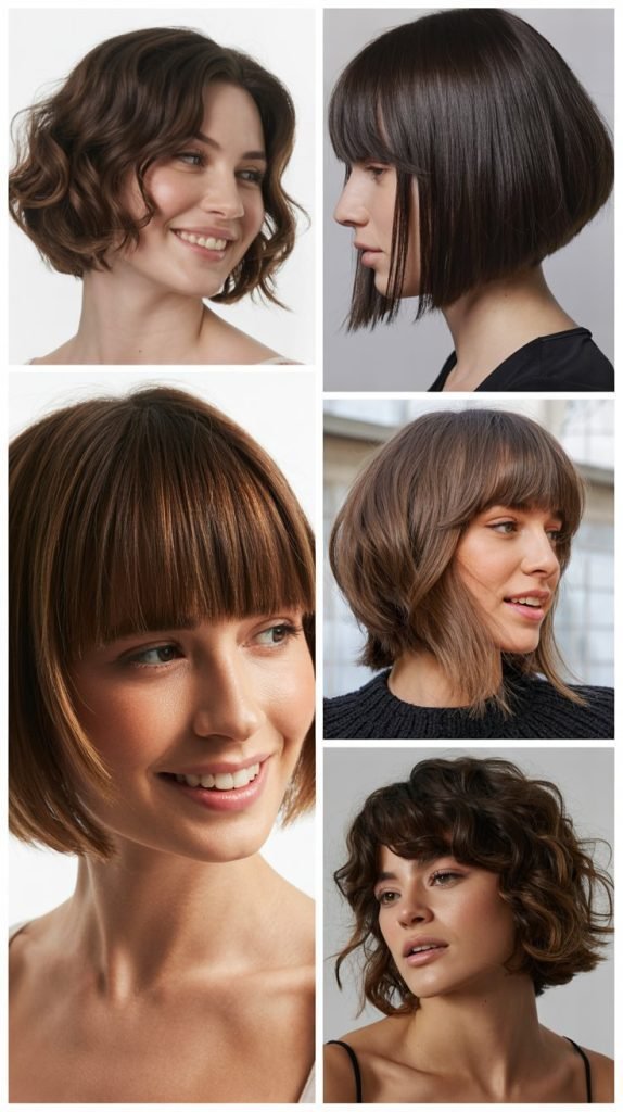  Soft Wave Bob With Long Feathered Fringe