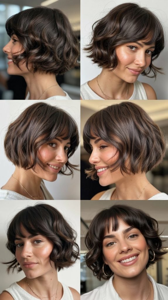  Textured Choppy Bob With Curtain Bangs