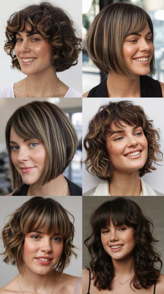 Curly Bob With Long Textured Bangs