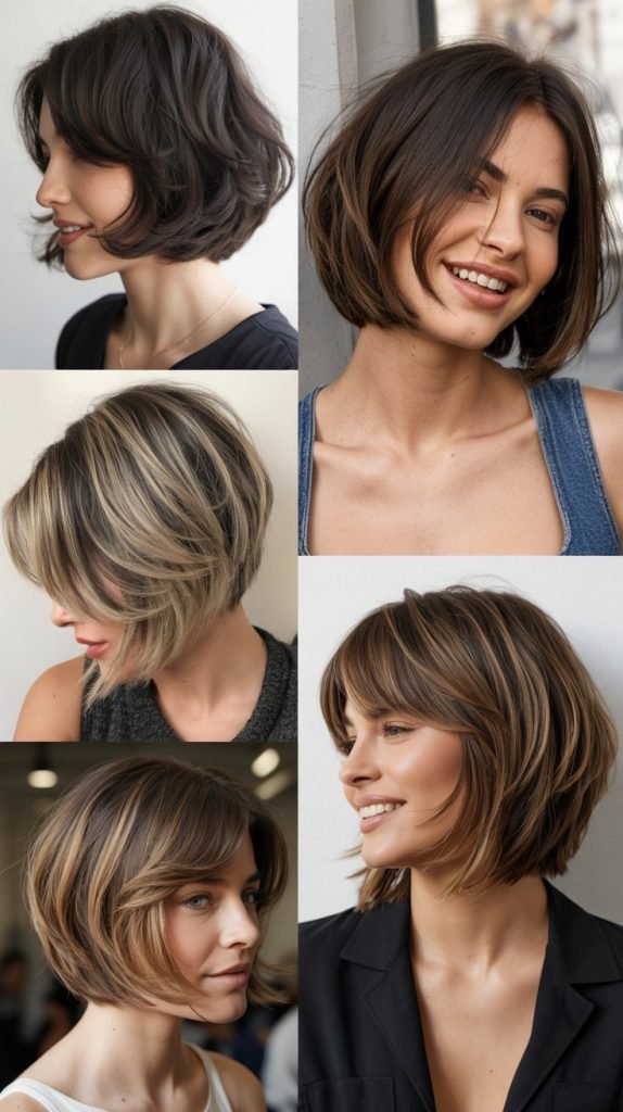  Layered Collarbone Bob With Long Feathered Face-Framers