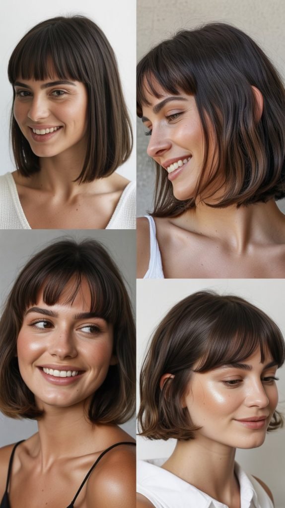  Sleek Lob with Baby Bangs