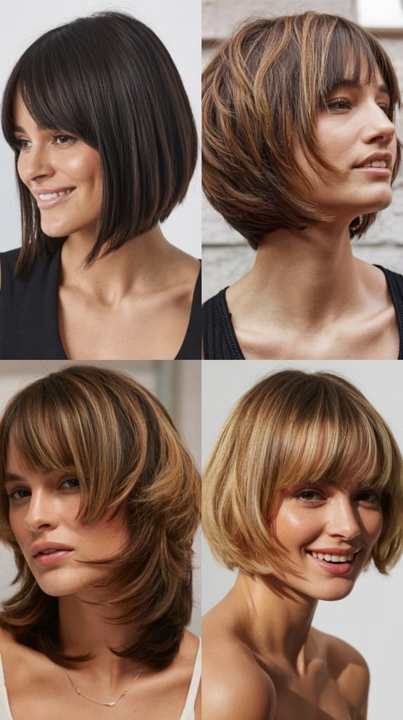 . Stacked Bob With Long Layered Bangs