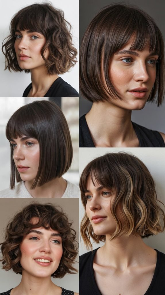 Wavy Bob With Long Blunt Bangs