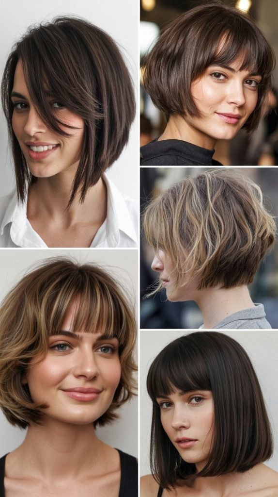  Asymmetrical Lob With Long Side-Swept Curtain Bangs
