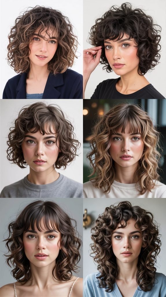  Curly Wolf Cut With Fringe Bangs