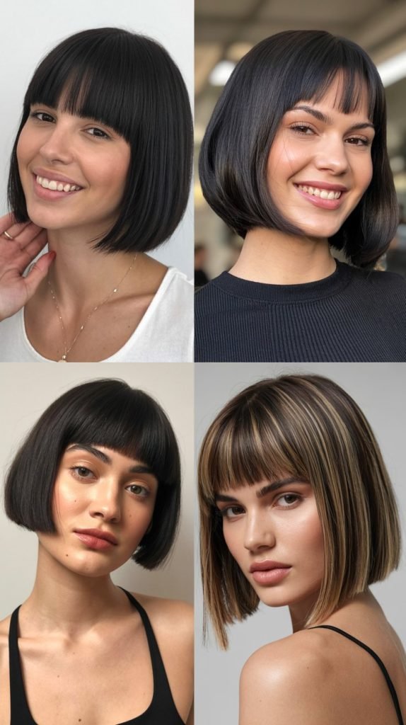  Precision Bob With Long Straight-Across Bangs