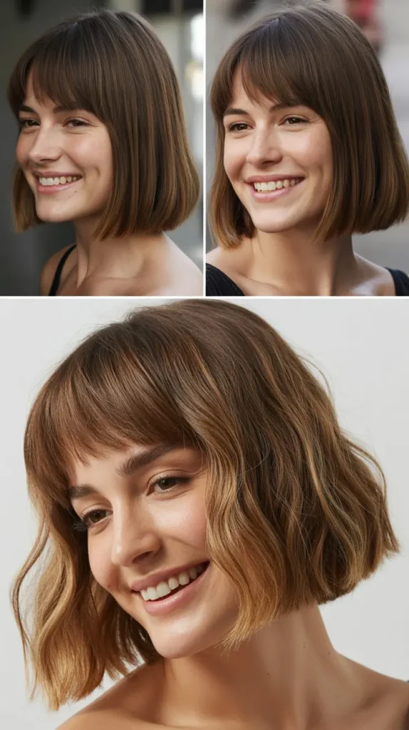 Chin-Length Bob with Outgrown Bangs