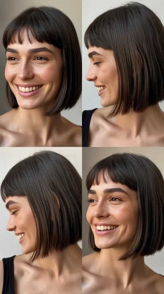Sleek Chin-Length Lob with Micro Bangs